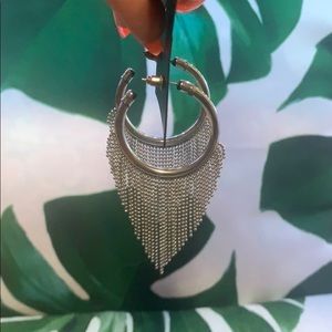 Dangly silver hoop earrings